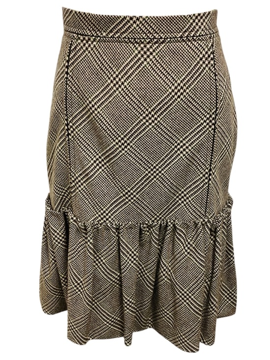 Oscar de la Renta Dresses & Skirts - Oscar de la Renta Beige / Brown / Green Multi Houndstooth Plaid Cashmere Skirt